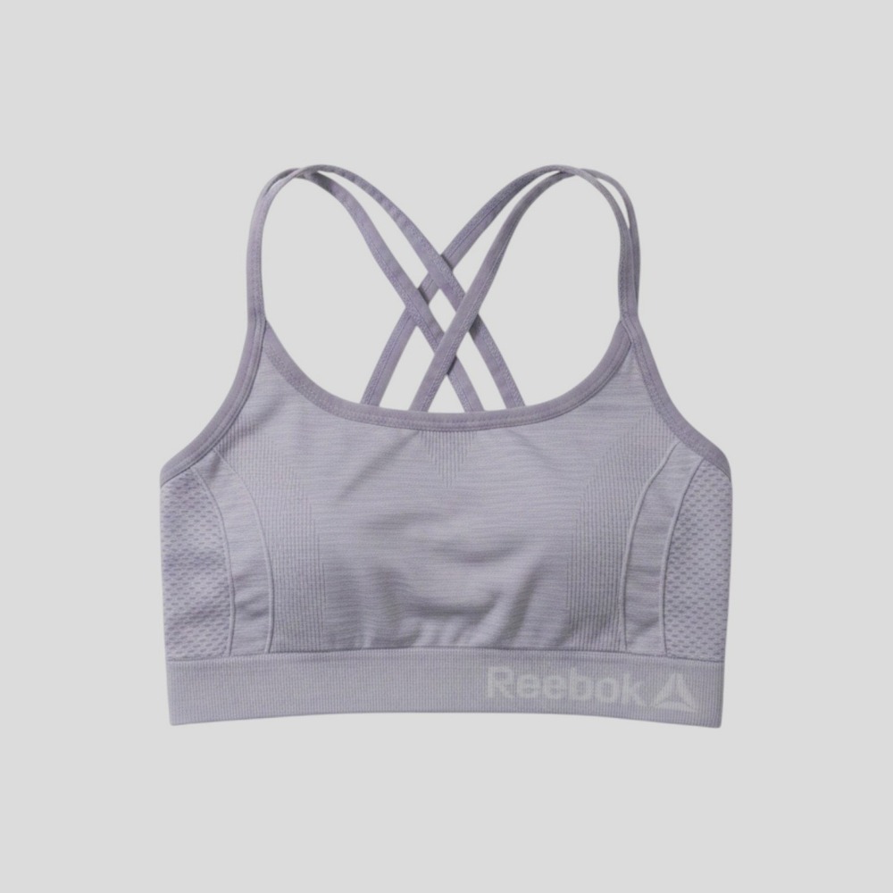 Reebok Sports Bra Girl M 10-12 Purple Good Crisscross Strappy Seamless